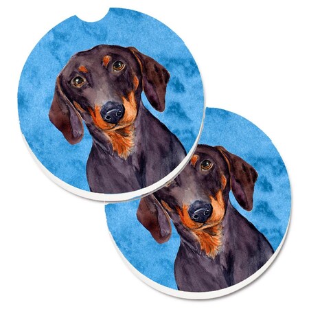 Carolines Treasures Blue Dachshund Set of 2 Cup Holder Car Coaster LH9358BUCARC